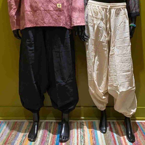 Cotton Harem Pants - Solid Color (Gray) - Picture 4 of 4